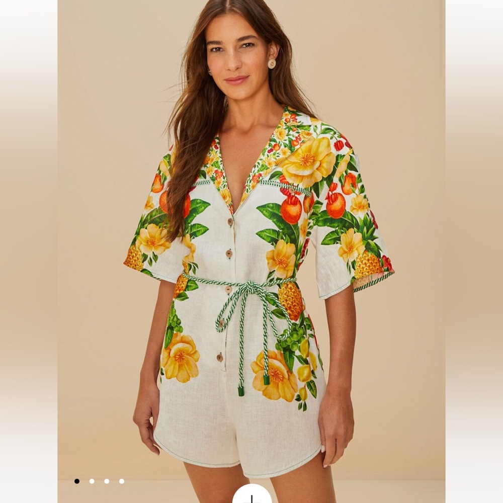 FARM Rio Floral Jumpsuit with Yellow and Green Accents